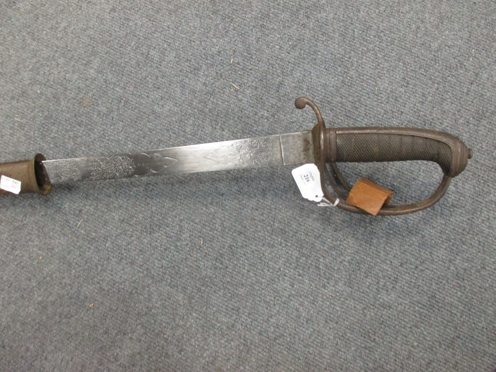 A British Victorian 1821 pattern Royal Artillery Officer's Sword, with etched blade and steel