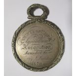 An Irish Agriculture Medal 1836 County of Cork Agricultural Association Silver Medal, awarded to