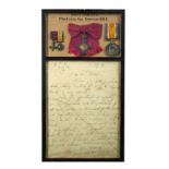 An Order of the British Empire, to Mrs Ethel Ada Norton, mounted in a frame, with a Great War
