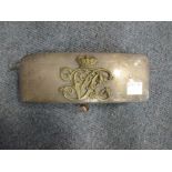 A Victorian silver mounted officer's belt pouch, by Bent & Parker, Birmingham, with period