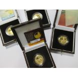 Four Britannia 1/4oz proof £25 gold coins, 2004, 2005, 2006 and 2007