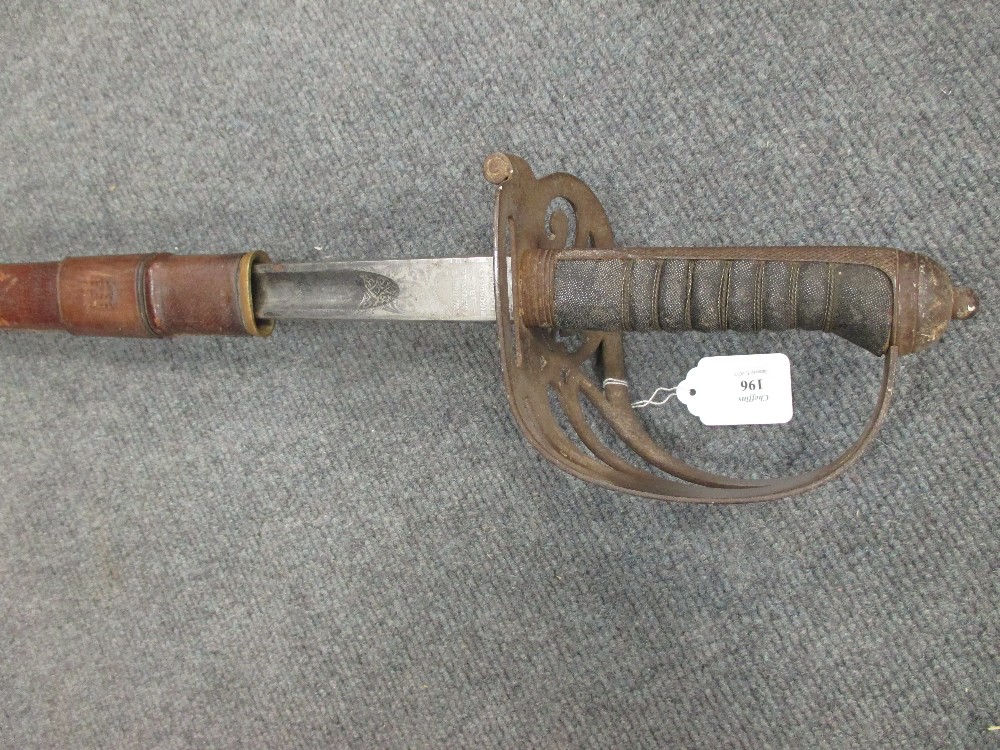 A WWI artillery Officer's sword, with etched blade named G. Berrington-Davies, 108422, together with - Bild 2 aus 2