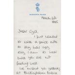 HRH Diana, Princess of Wales, a personal letter on plain ivory C.D. Kensington Palace paper dated