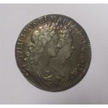 A William and Mary silver half-crown, 1689, good VF attractive tone