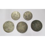 A Queen Anne silver shilling, 1711, VF or better, together with another 1711, F/VF, a 1787 shilling,