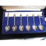 A mid-20th century silver plated teaspoon set, with Royal finials the bowls inscribed Sandringham