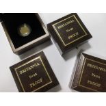Four Britannia 1/10oz gold proof coins, 2004, 2006, 2007 & 2010