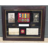 A framed group of WWI medals, to T/25851 driver Edward Churchouse, mounted with photograph and