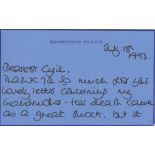 HRH Diana, Princess of Wales, a personal letter on blue Kensington Palace paper, dated July 18th