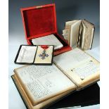 A CBE awarded to Dr E T Cook along with a cased citation and wax seal, together with an album of