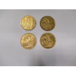 Four gold sovereigns, dated 1872, 1890, 1891 and 1892