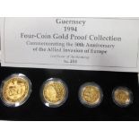 A Guernsey 1994 four coin gold proof collection, 50th Anniversary of Allied invasion of Europe, £100
