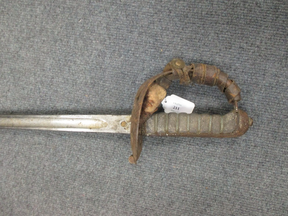 A British George V Indian Levee Officer's Sword, with blade etched 'Ceylon Planters Rifle Corps'