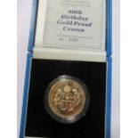 A UK Queen Mother 90th Birthday gold proof crown