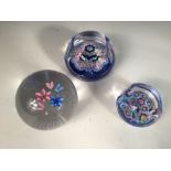 Two Whitefriars facet cut millefiori paperweights, dated 1977 and 1978 respectively, together with