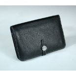 Hermès, a black Togo calfskin 'Dogon' combined wallet, with white stitching