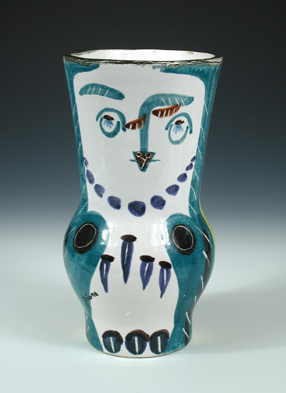 A Padilla limited edition vase after a design by Picasso, numbered 11/200 and dated 1993, painted in