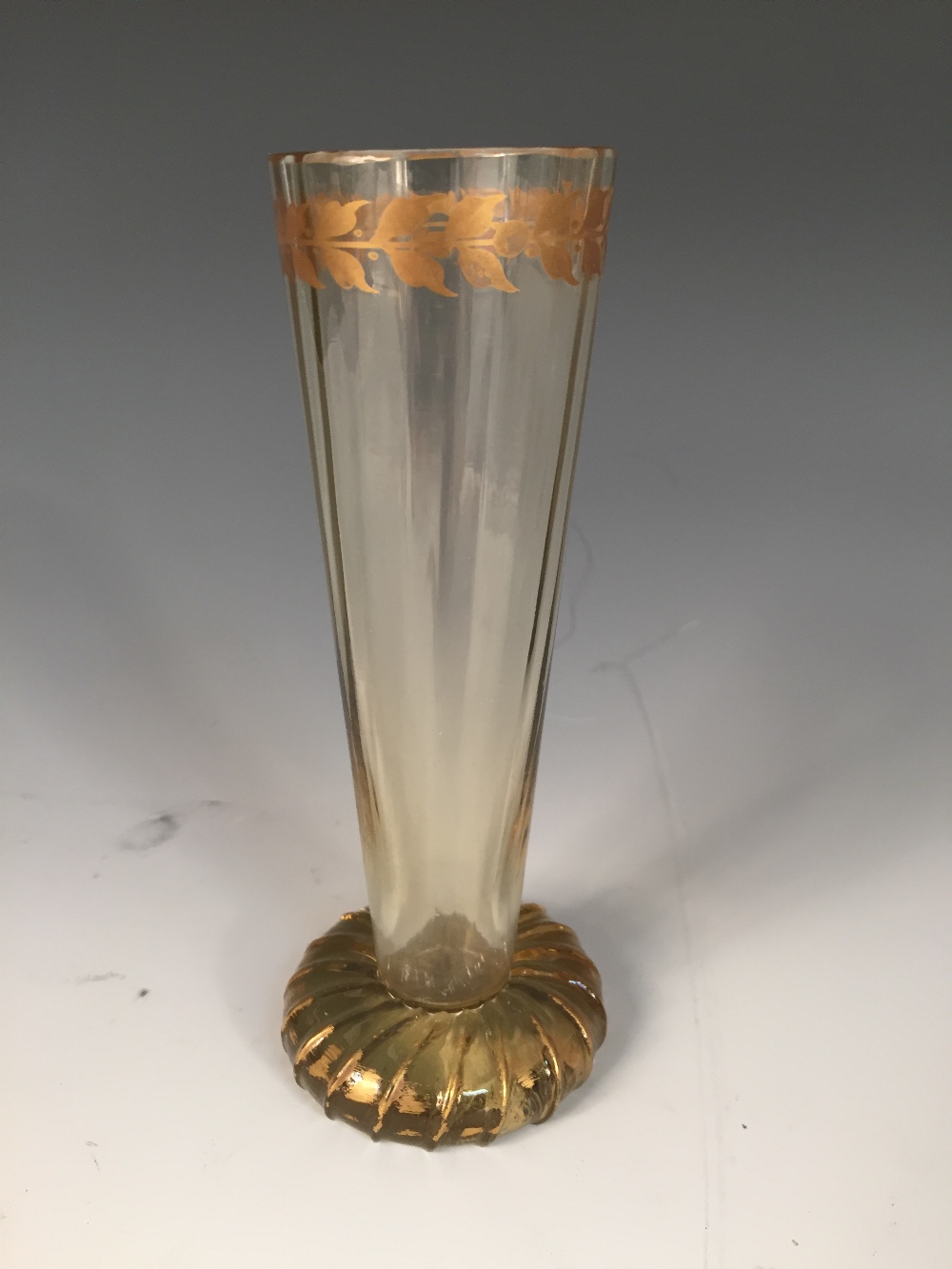 A Gallé gilt decorated glass vase, the tapering cylindrical form to a compressed circular foot - Image 4 of 4