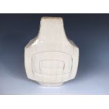 A 1960's or 70's stoneware vase by Habitat, the banjo shaped body with concentric rectangle