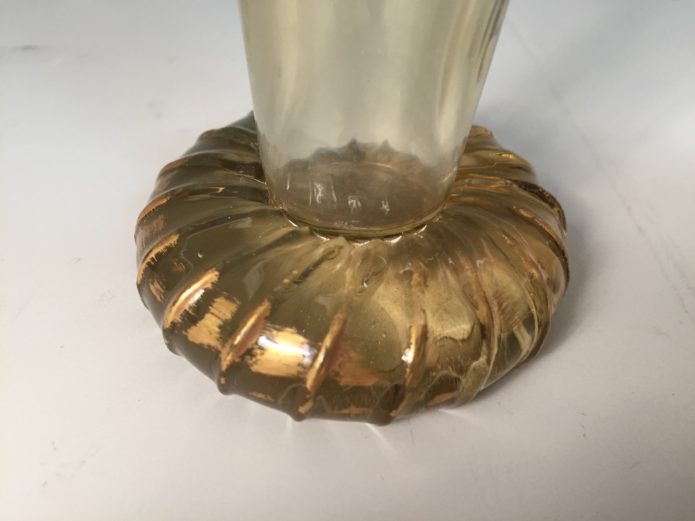 A Gallé gilt decorated glass vase, the tapering cylindrical form to a compressed circular foot - Image 2 of 4