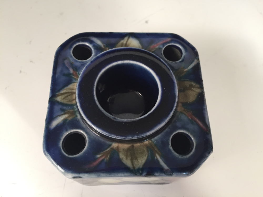 A Moorcroft Wisteria pattern inkwell, the square form with canted corners, the top with central well - Image 3 of 4