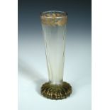 A Gallé gilt decorated glass vase, the tapering cylindrical form to a compressed circular foot
