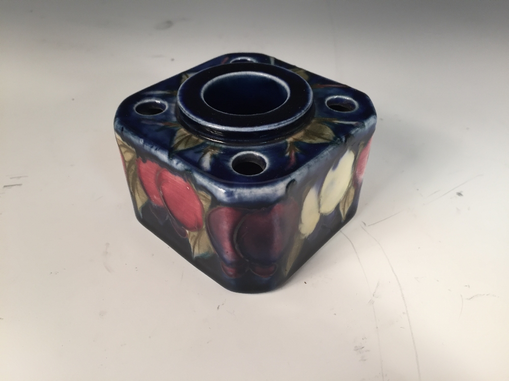 A Moorcroft Wisteria pattern inkwell, the square form with canted corners, the top with central well - Image 2 of 4