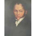 English School, 19th century, Portrait of a young man, quarter length with dark coat, oil on canvas,
