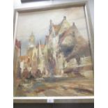 Rein Sievers (Dutch, 20th century), Dutch street scene, signed lower right, oil on canvas, 59 x 50cm