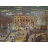 Rodolfo de Sanctis (b. 1936) A pair - 'Piazza del Popolo, Rome' and another Roman scene, mixed media