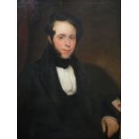 WITHDRAWN - English School, 19th century, Portrait of Mr Marshall, half length seated, oil on