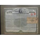 A collection of eight railway share certificates, to include one for Mexican Railway, three for