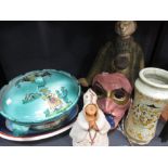 A quantity of Italian ceramics including a pot/cover decorated with Red Indians signed, a Venice