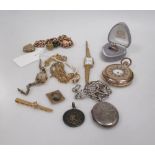 A collection of gold, silver and gem set jewellery, watches and scrap