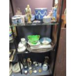 A quantity of ceramics to include Wedgwood Jasperware Carltonwares, a pair of continental figures,
