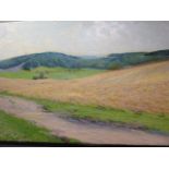 Vladimir Sosnovsky (Russian, 20th century) Russian landscapes - River scene; and Cornfield oil on