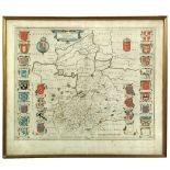 Joan Blaeu Cantabrigiensis Comitatus Engraved hand coloured map of Cambridgeshire, slight dust