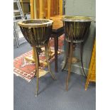 Two similar Edwardian brass lined mahogany planters 89cm high