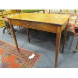 A 19th century mahogany side table with line inlay and single drawer 72 x 91 x 44cm