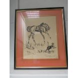 Peggy Alexander (British, 20th Century) Foals and cat signed lower right "Peggy Alexander /1983" pen