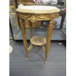 A 19th century style marble topped giltwood occasional table, 75 x 50cm together with another