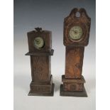 Two miniature long cased clocks with open faced watch movements