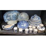 A collection of blue and white ceramics to include Spode