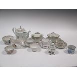 A collection of Newhall to include a teapot and cover, cream jug and sugar bowl, tea bowl and