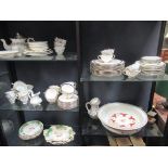 A part Coalport dinner service and other china together with a set of postal scales