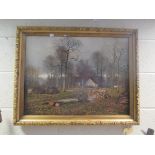 Van Eschwage, woodcutter, oil 48 x 63cm