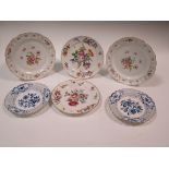 A pair of Dresden floral painted plates together with four others (6)