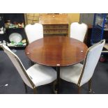 A mahogany drop leaf supper table on turned legs with pad feet, 116 x 134cm