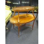 A Victorian satinwood tray top two tier oval table 84 x 89 x 55cm