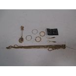 A quantity of gold jewellery stamped 750 (approx. 24g) and a small quantity of 9ct and other